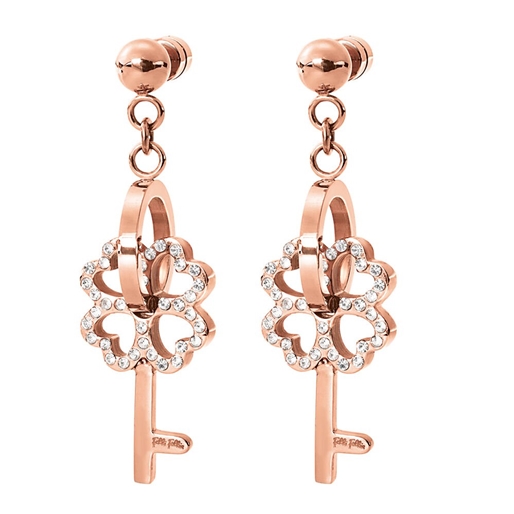 On Key Rose Gold Plated Short Earrings-